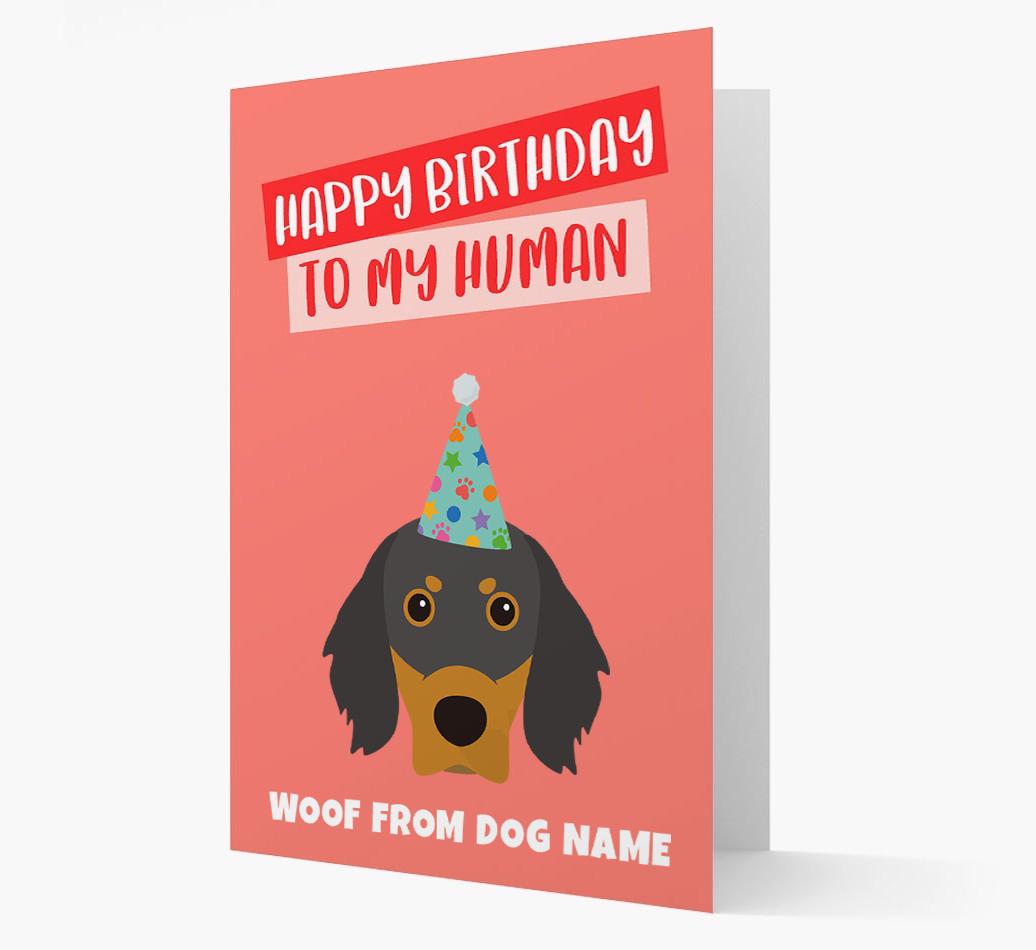 Personalized 'Happy Birthday To My Human' Card with {breedCommonName} Icon