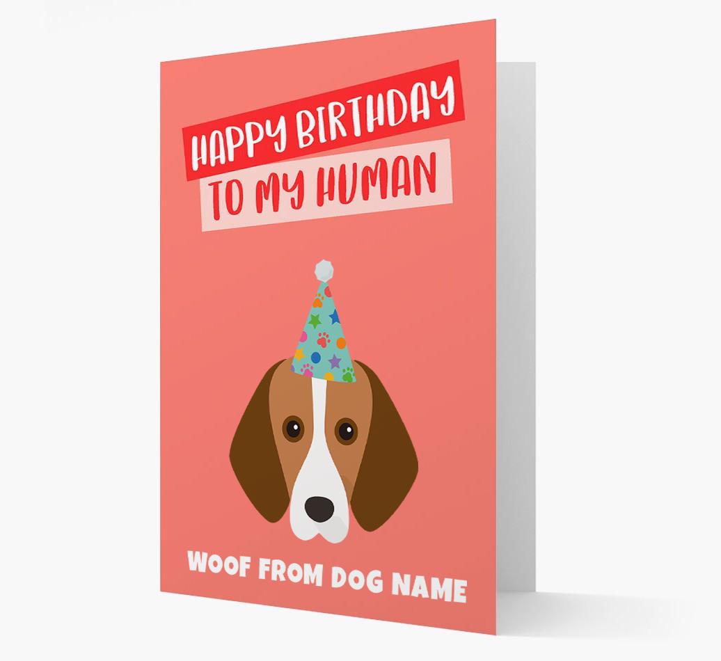 Personalized 'Happy Birthday To My Human' Card with {breedCommonName} Icon