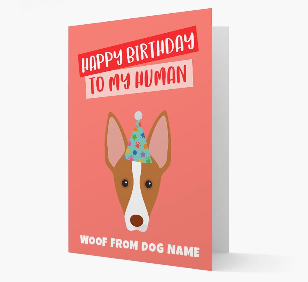 Personalized 'Happy Birthday To My Human' Card with {breedCommonName} Icon