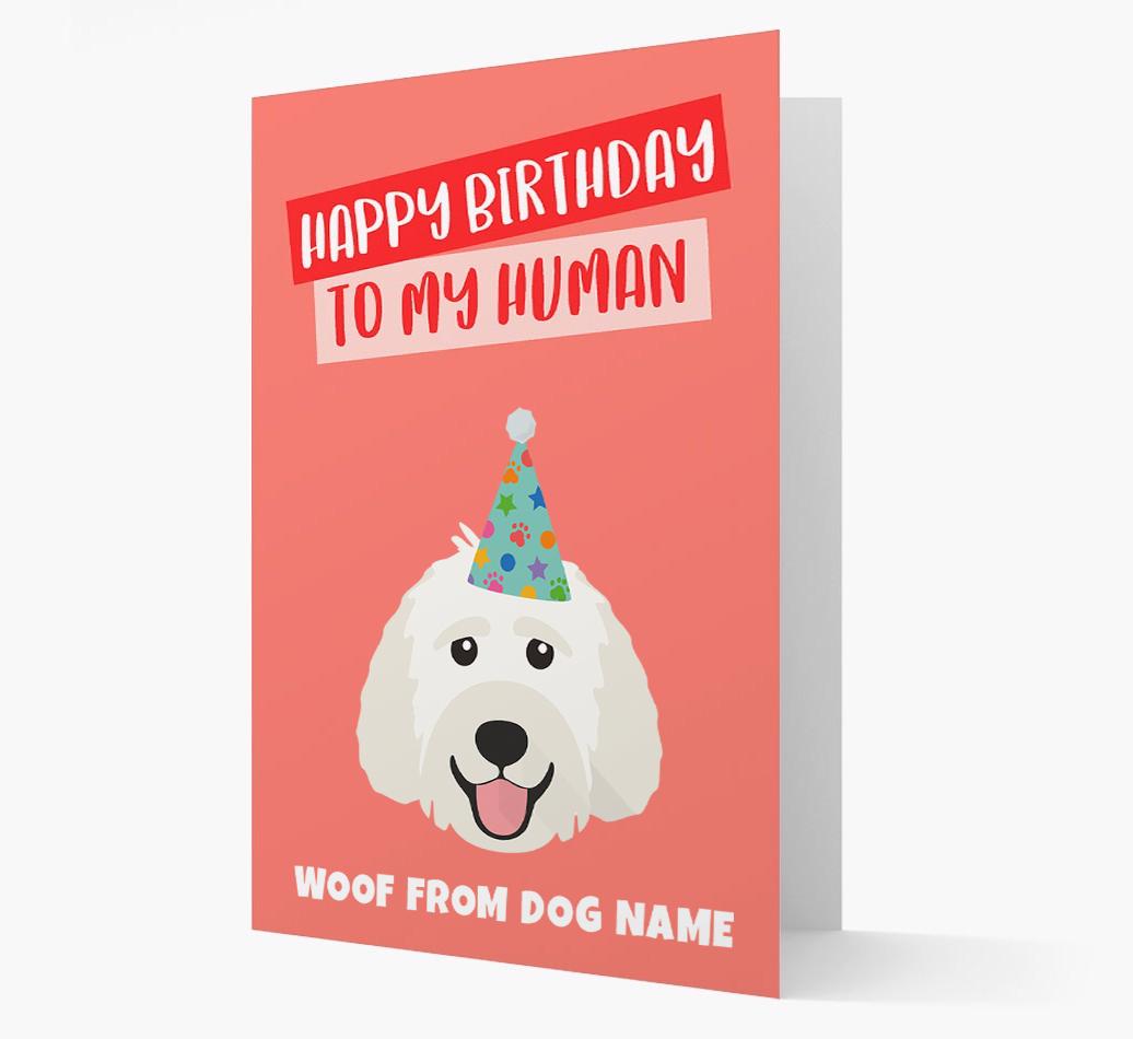 Personalized 'Happy Birthday To My Human' Card with {breedCommonName} Icon