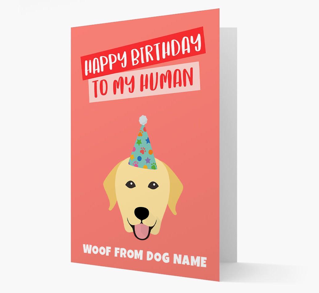 Personalized 'Happy Birthday To My Human' Card with {breedCommonName} Icon