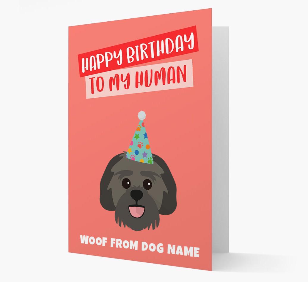 Personalized 'Happy Birthday To My Human' Card with {breedCommonName} Icon