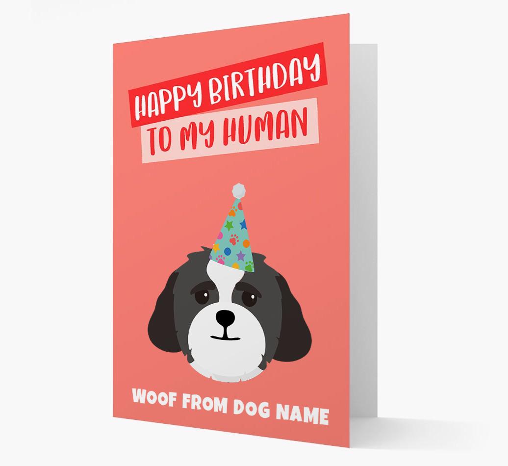 Personalized 'Happy Birthday To My Human' Card with {breedCommonName} Icon