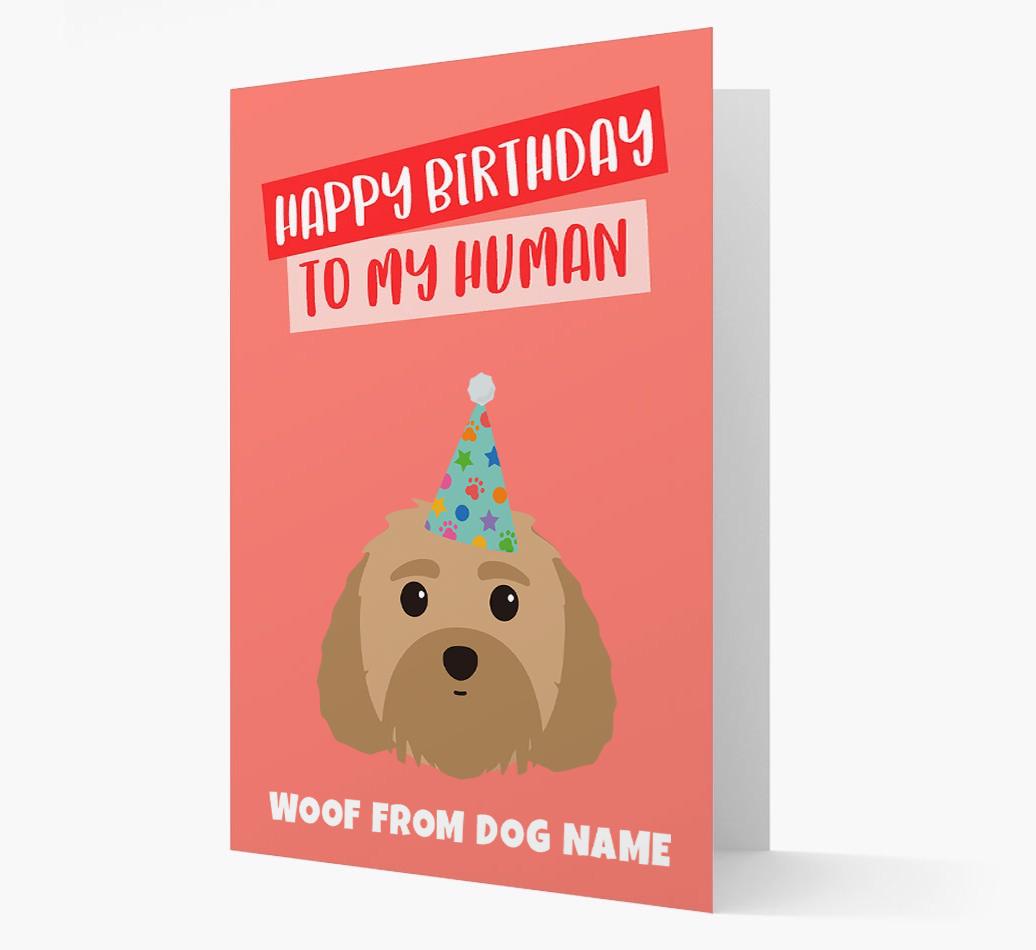 Personalized 'Happy Birthday To My Human' Card with {breedCommonName} Icon