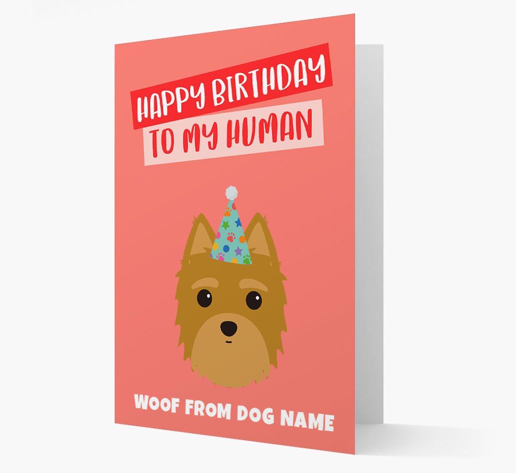 Personalized 'Happy Birthday To My Human' Card with {breedCommonName} Icon