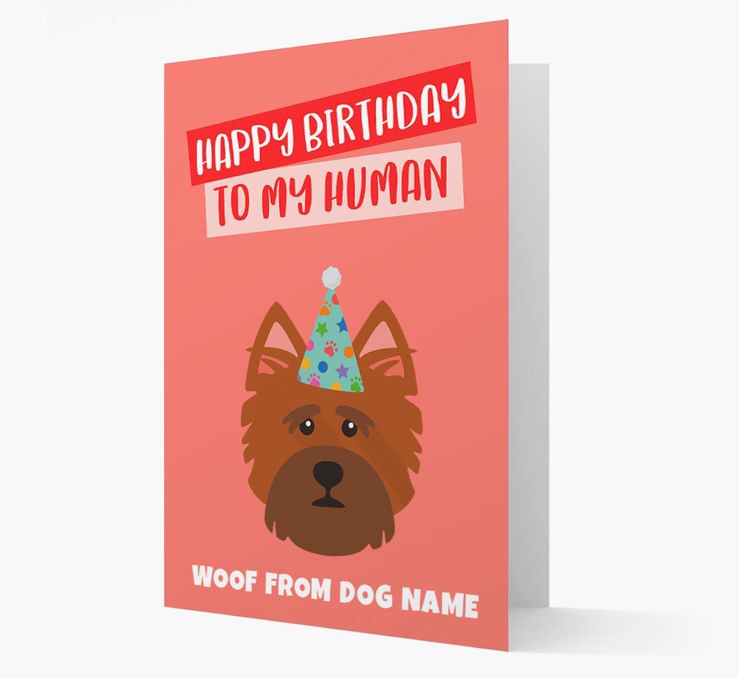 Personalized 'Happy Birthday To My Human' Card with {breedCommonName} Icon