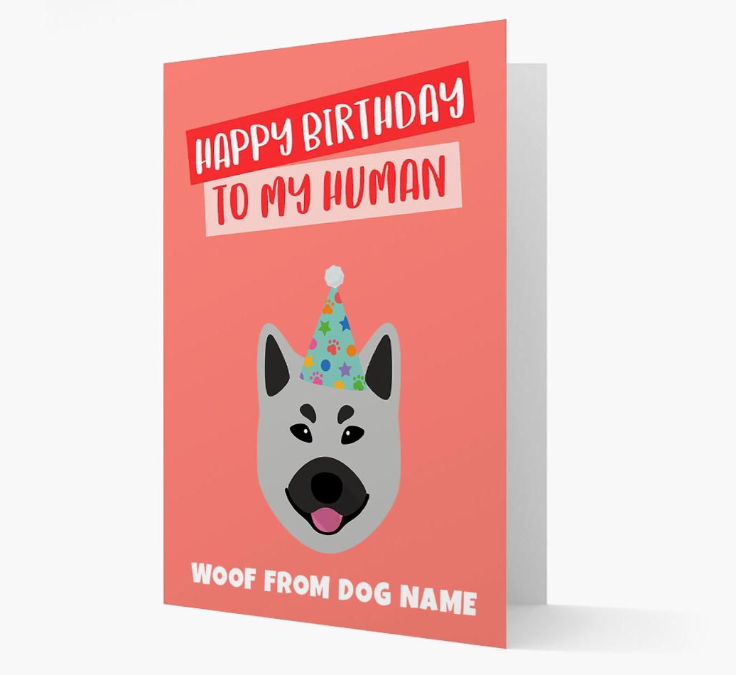 Personalized 'Happy Birthday To My Human' Card with {breedCommonName} Icon