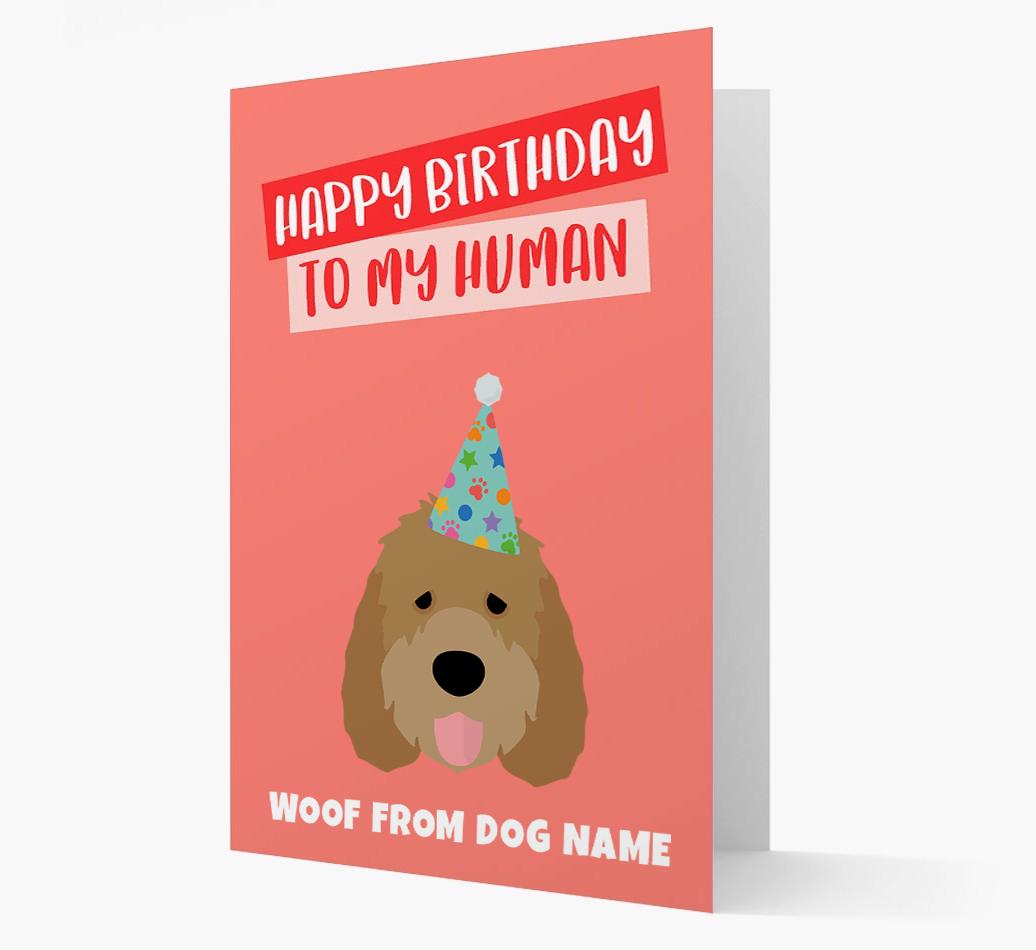 Personalized 'Happy Birthday To My Human' Card with {breedCommonName} Icon