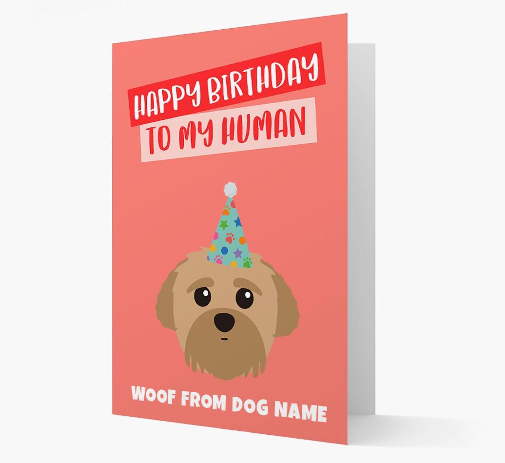 Personalized 'Happy Birthday To My Human' Card with {breedCommonName} Icon