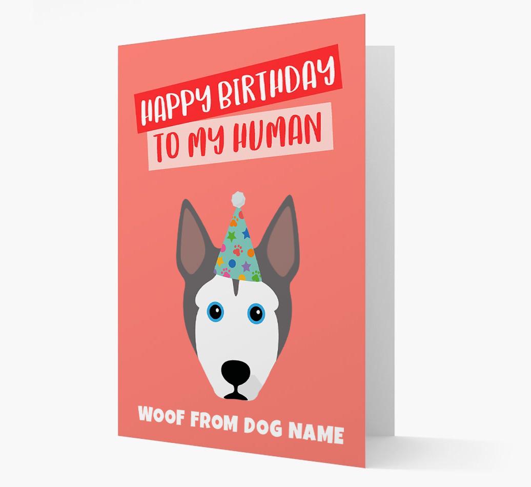 Personalized 'Happy Birthday To My Human' Card with {breedCommonName} Icon