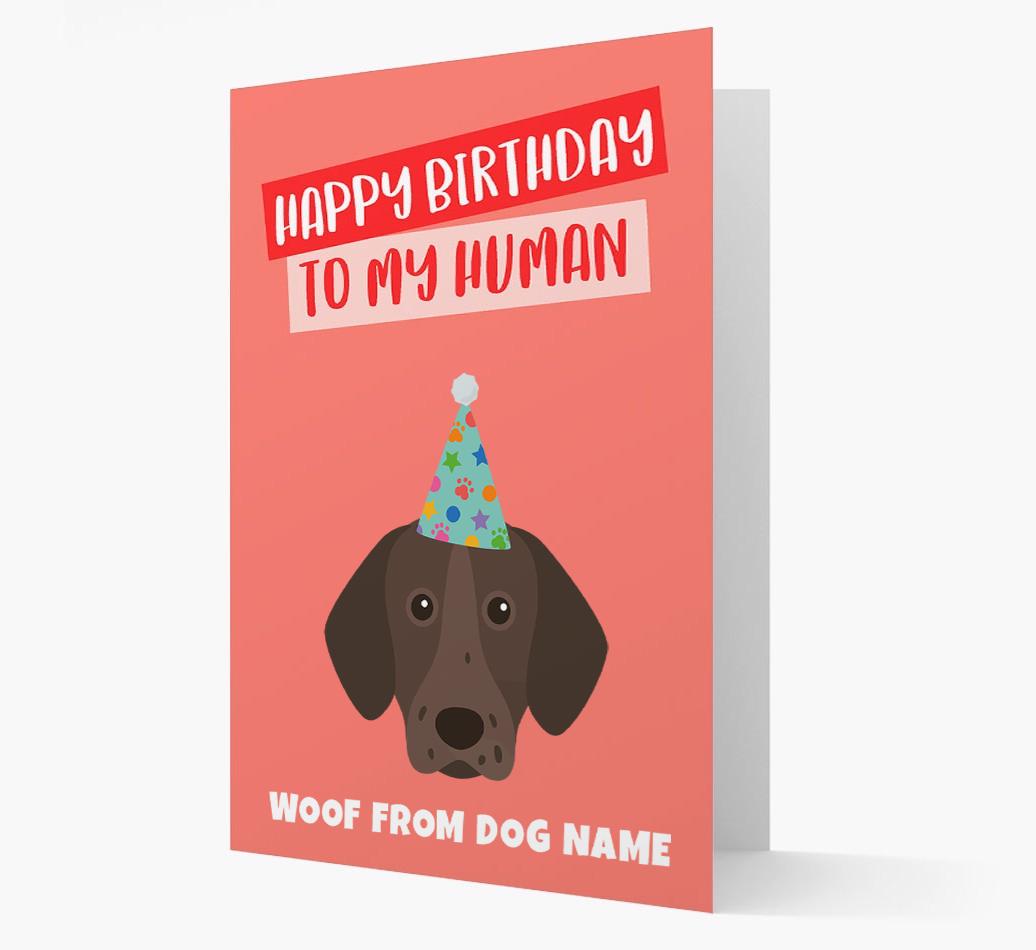 Personalized 'Happy Birthday To My Human' Card with {breedCommonName} Icon