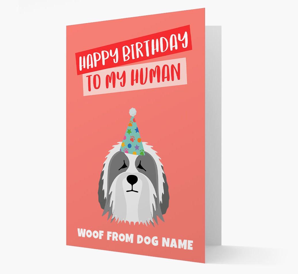 Personalized 'Happy Birthday To My Human' Card with {breedCommonName} Icon