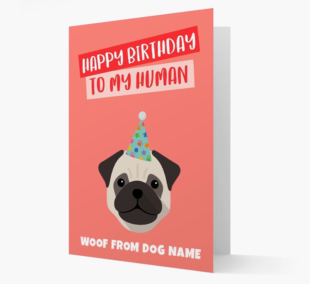 Personalized 'Happy Birthday To My Human' Card with {breedCommonName} Icon