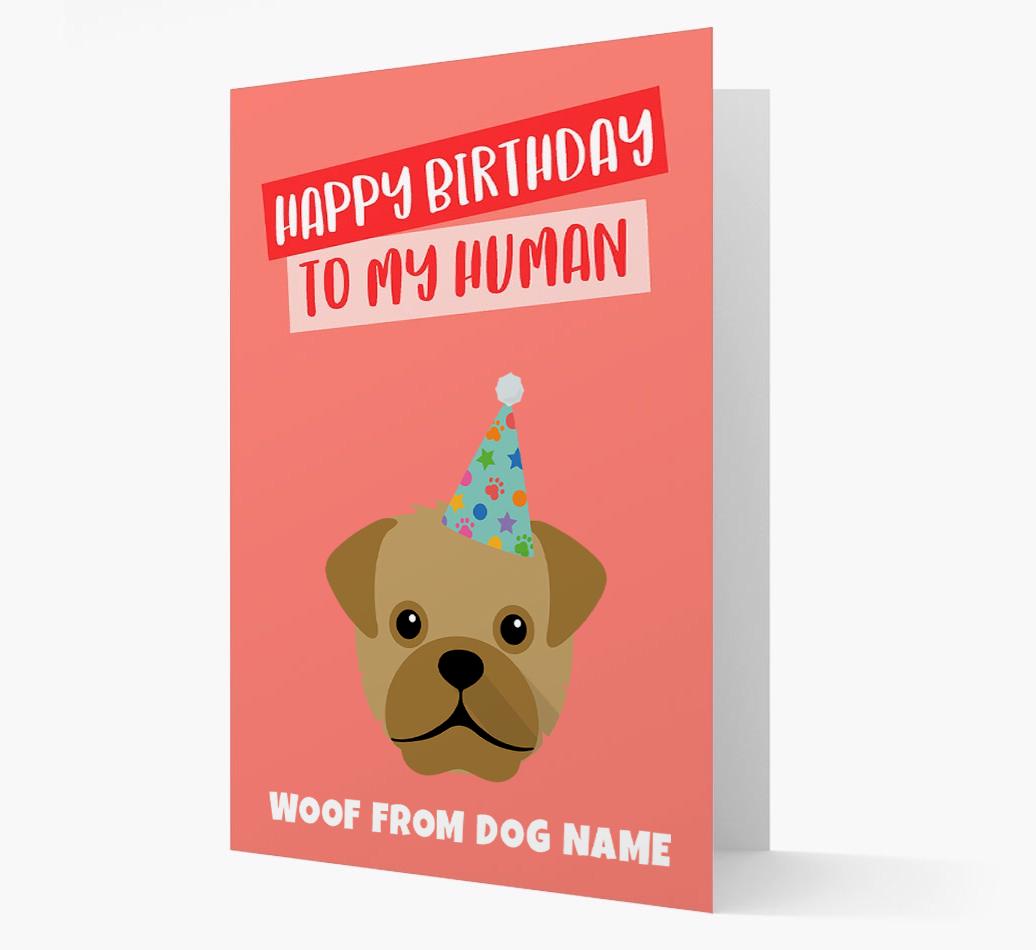 Personalized 'Happy Birthday To My Human' Card with {breedCommonName} Icon