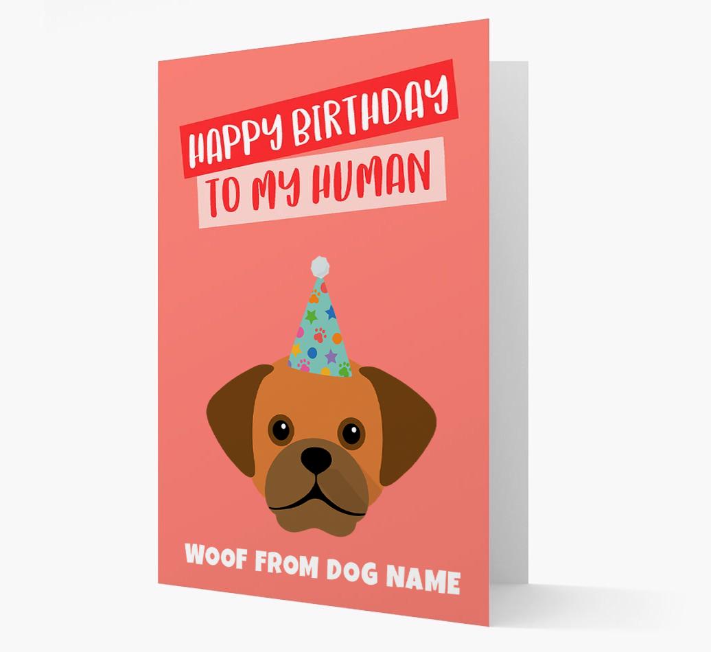 Personalized 'Happy Birthday To My Human' Card with {breedCommonName} Icon