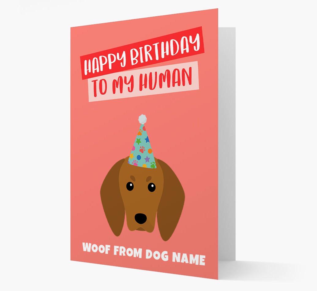 Personalized 'Happy Birthday To My Human' Card with {breedCommonName} Icon