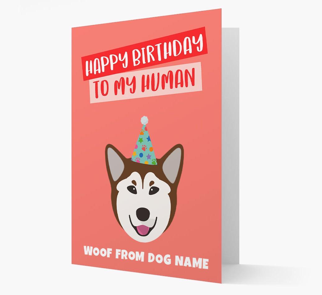 Personalized 'Happy Birthday To My Human' Card with {breedCommonName} Icon