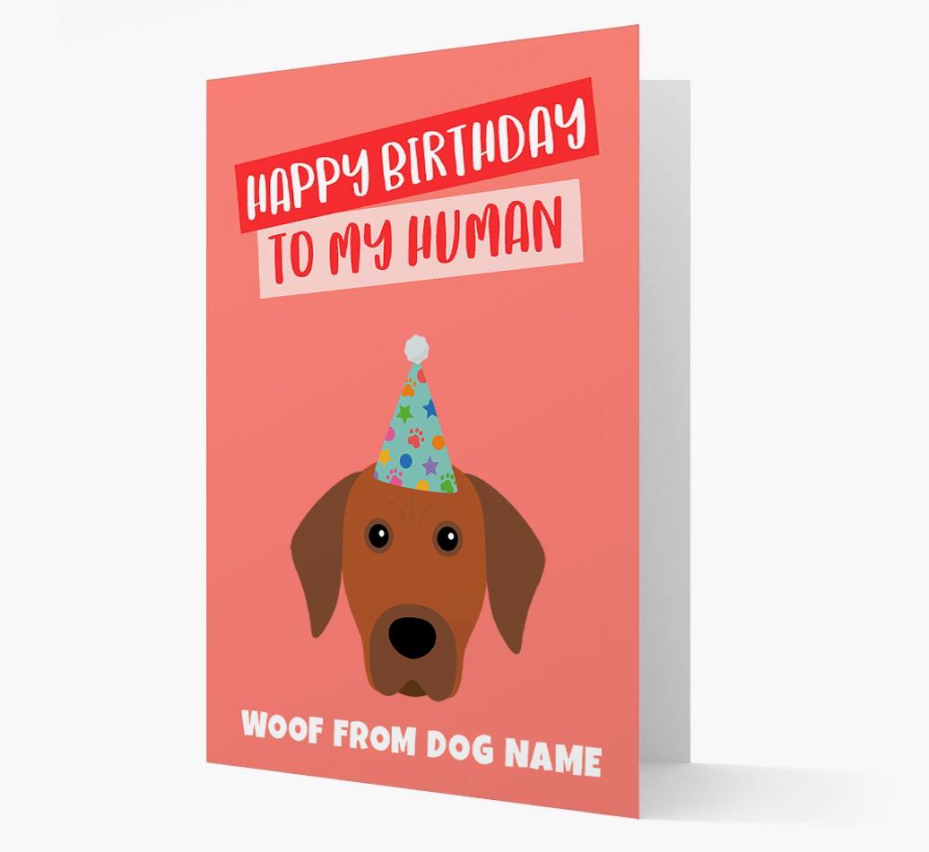 Personalized 'Happy Birthday To My Human' Card with {breedCommonName} Icon