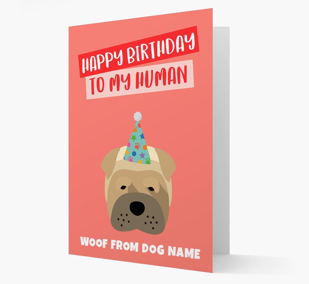 Personalized 'Happy Birthday To My Human' Card with {breedCommonName} Icon