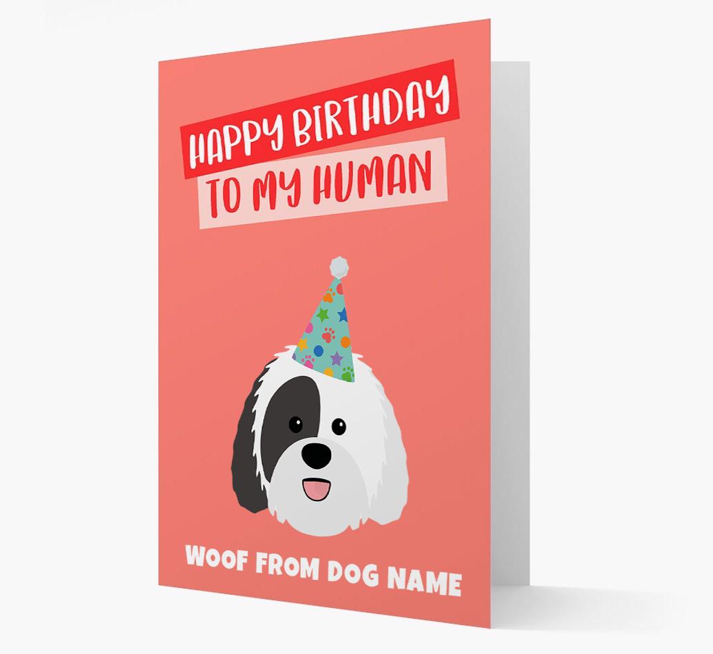 Personalized 'Happy Birthday To My Human' Card with {breedCommonName} Icon