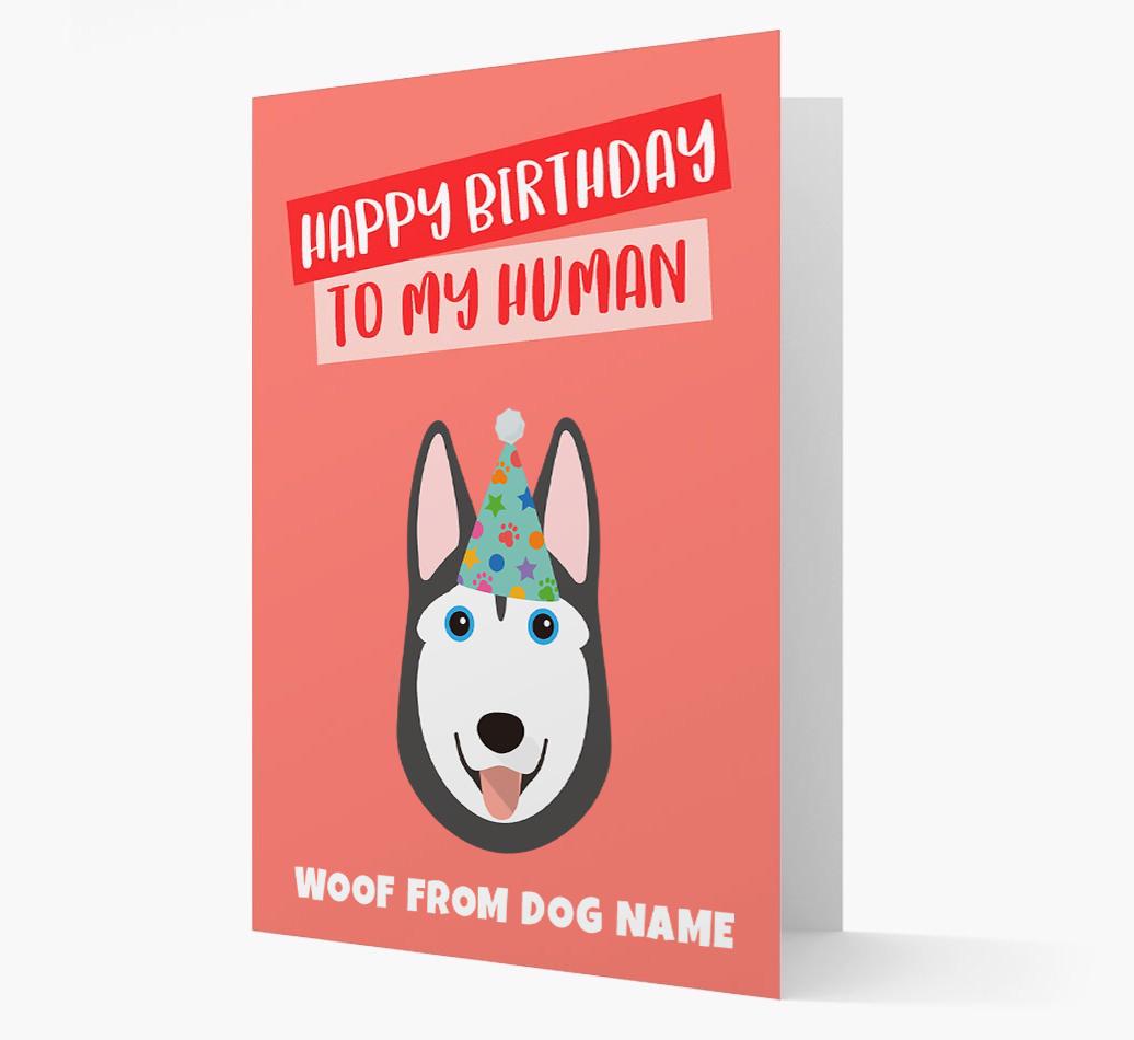 Personalized 'Happy Birthday To My Human' Card with {breedCommonName} Icon