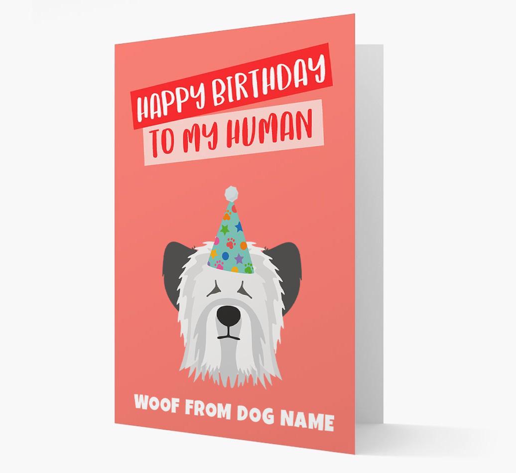 Personalized 'Happy Birthday To My Human' Card with {breedCommonName} Icon