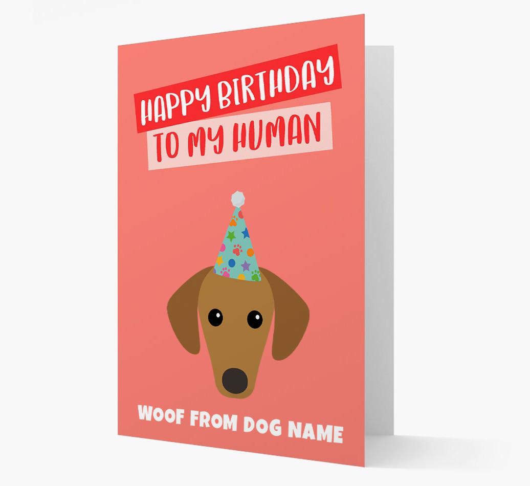 Personalized 'Happy Birthday To My Human' Card with {breedCommonName} Icon