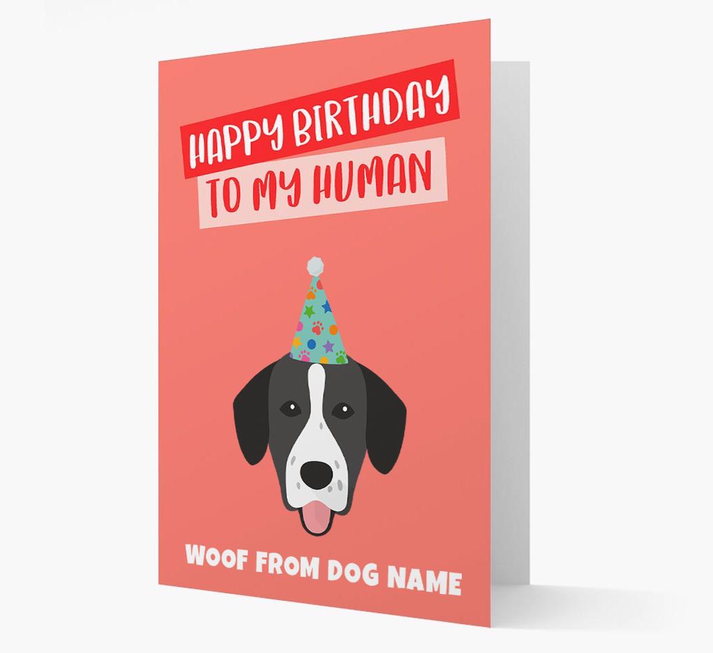 Personalized 'Happy Birthday To My Human' Card with {breedCommonName} Icon