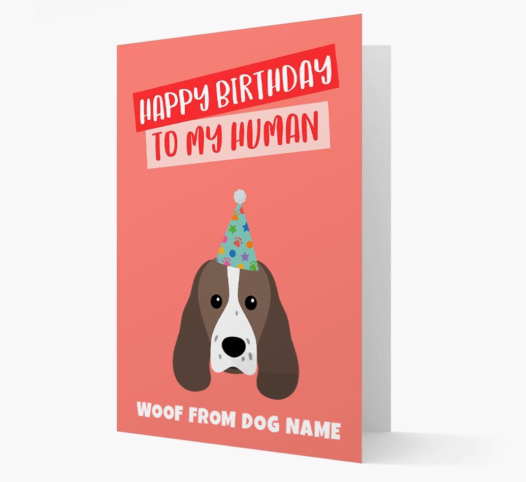 Personalized 'Happy Birthday To My Human' Card with {breedCommonName} Icon