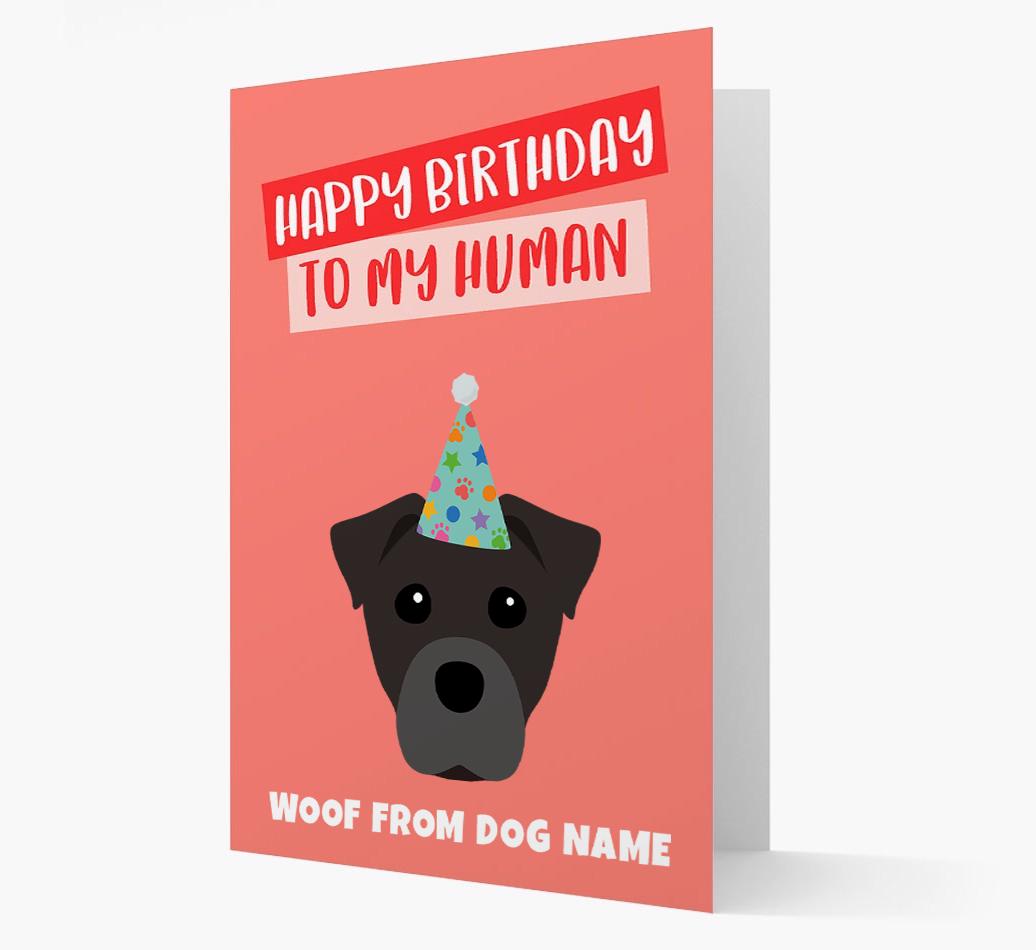 Personalized 'Happy Birthday To My Human' Card with {breedCommonName} Icon