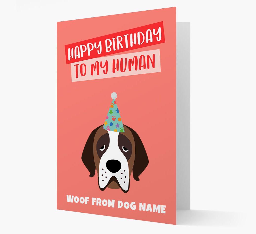 Personalized 'Happy Birthday To My Human' Card with {breedCommonName} Icon