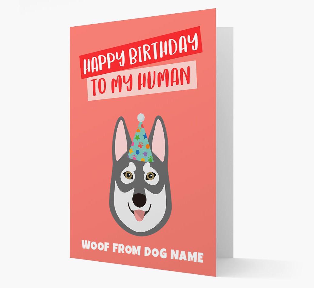 Personalized 'Happy Birthday To My Human' Card with {breedCommonName} Icon