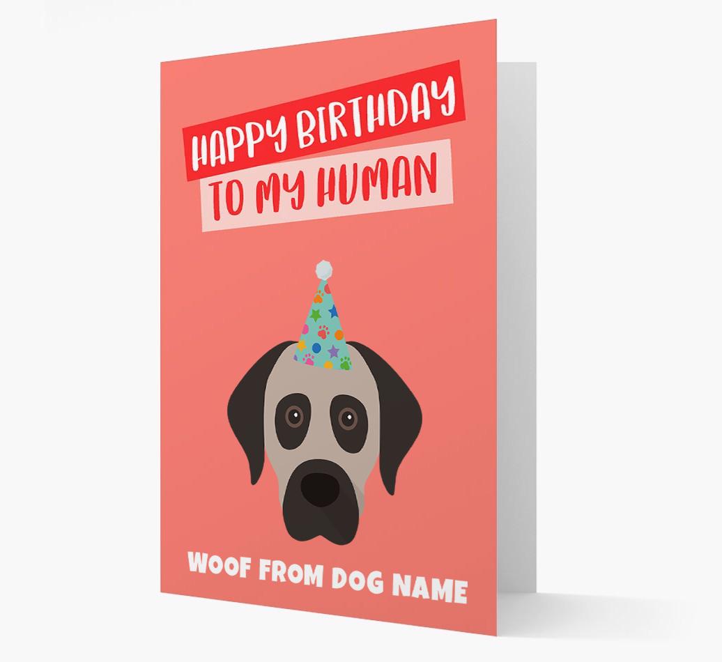 Personalized 'Happy Birthday To My Human' Card with {breedCommonName} Icon