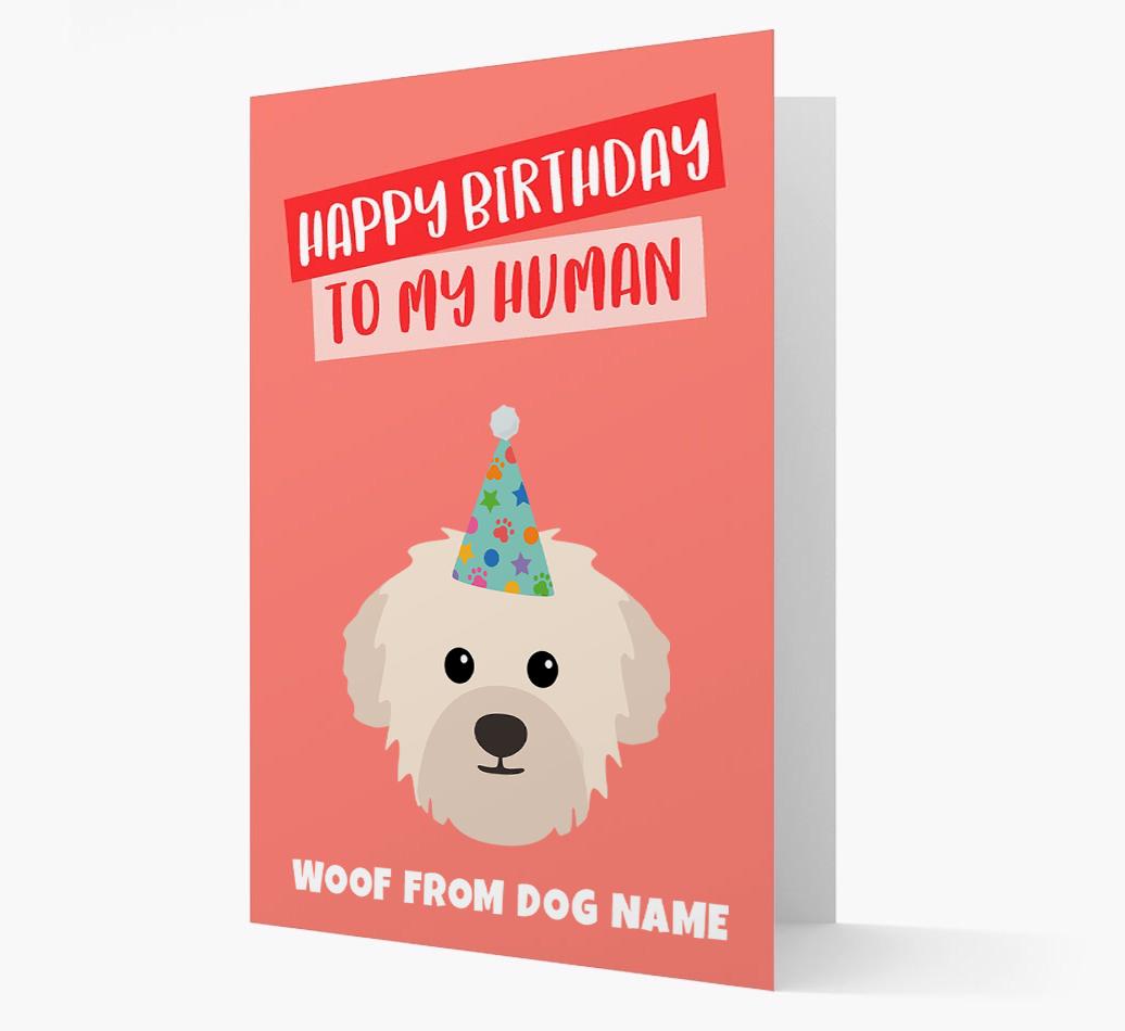Personalized 'Happy Birthday To My Human' Card with {breedCommonName} Icon