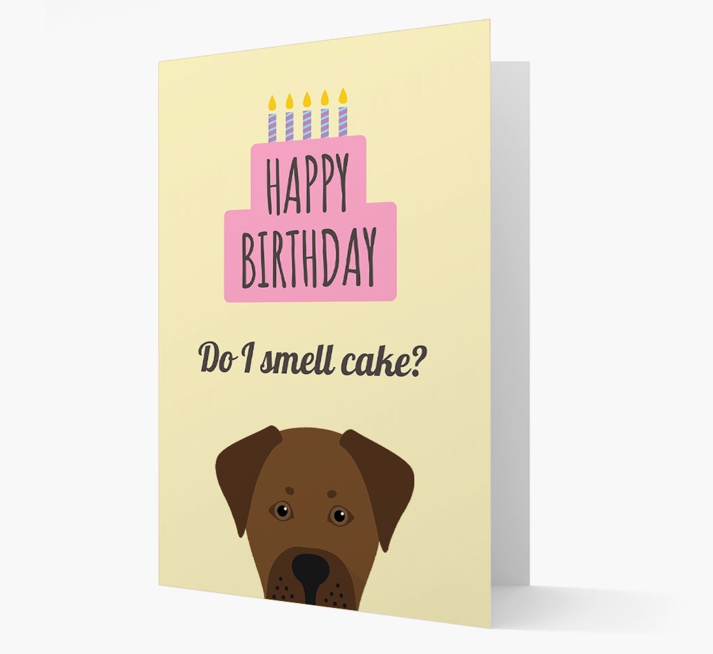 Card 'Do I smell cake?' with {breedCommonName} Icon