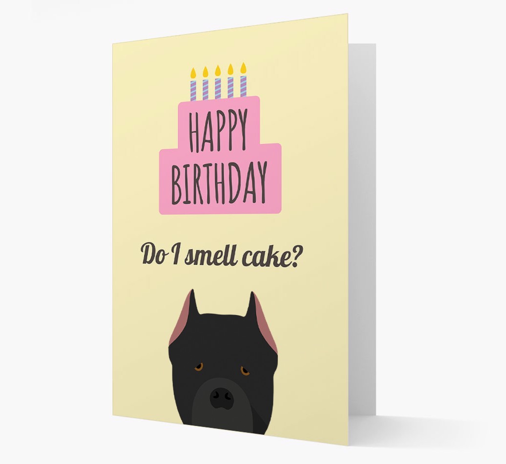 Card 'Do I smell cake?' with {breedCommonName} Icon