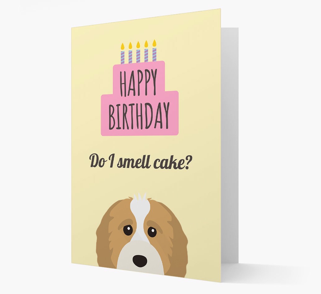Card 'Do I smell cake?' with {breedCommonName} Icon