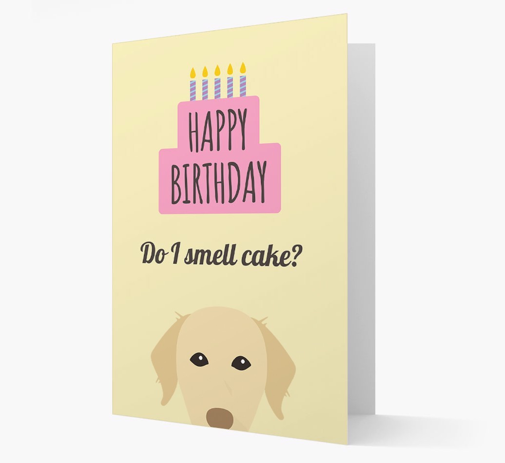 Card 'Do I smell cake?' with {breedCommonName} Icon