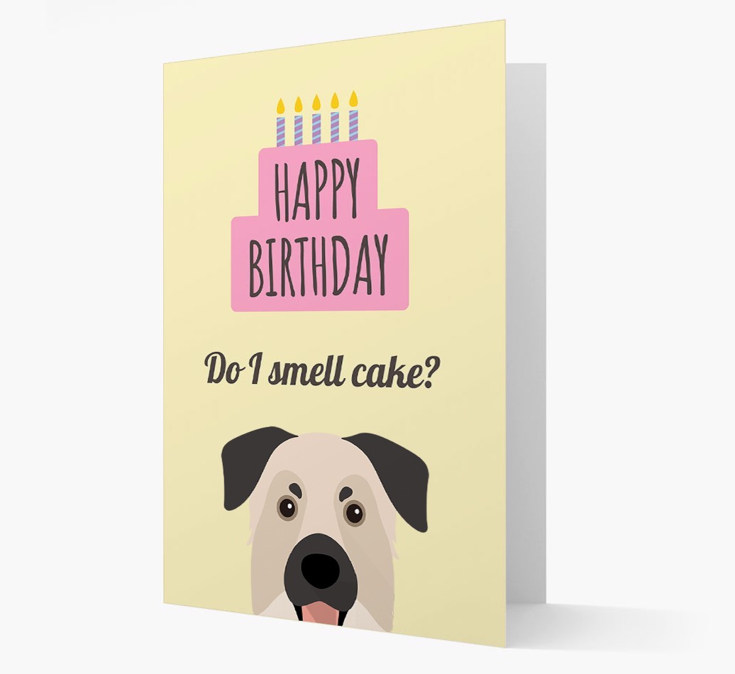 Card 'Do I smell cake?' with {breedCommonName} Icon