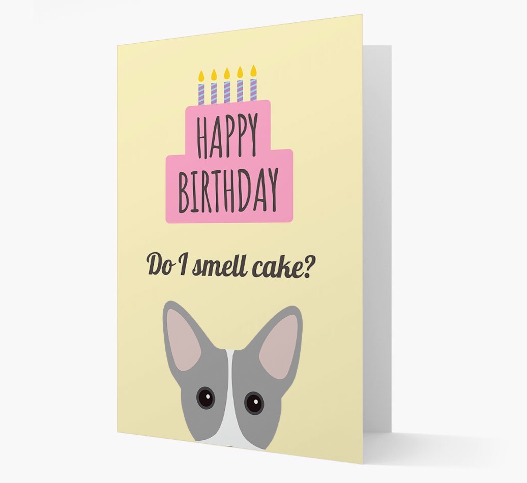 Card 'Do I smell cake?' with {breedCommonName} Icon
