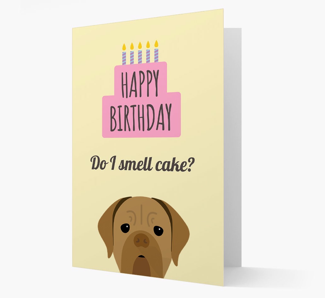 Card 'Do I smell cake?' with {breedCommonName} Icon