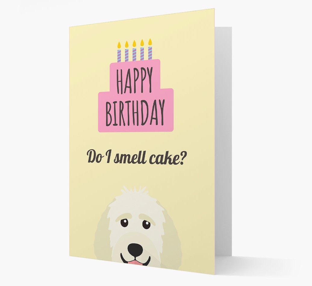 Card 'Do I smell cake?' with {breedCommonName} Icon