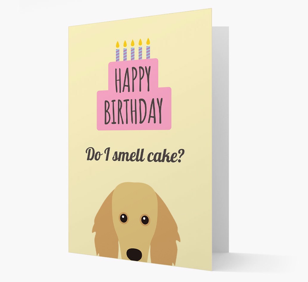 Card 'Do I smell cake?' with {breedCommonName} Icon