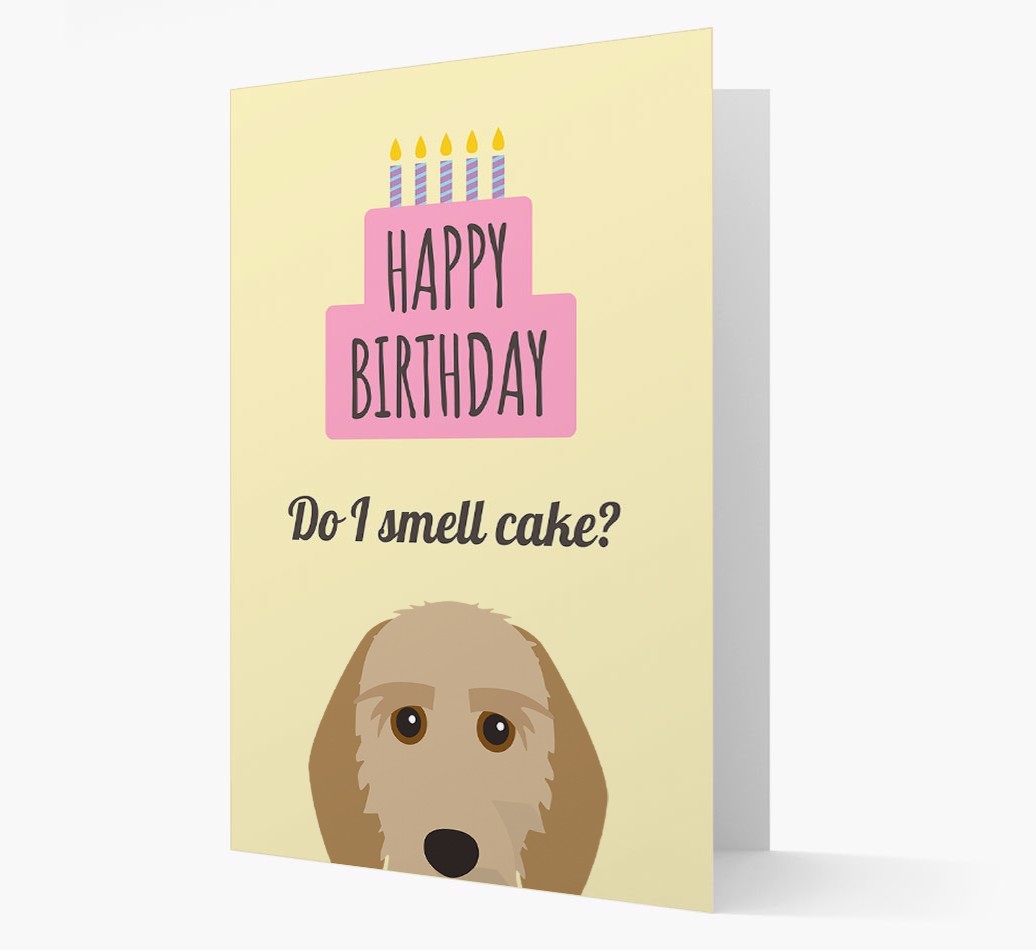 Card 'Do I smell cake?' with {breedCommonName} Icon