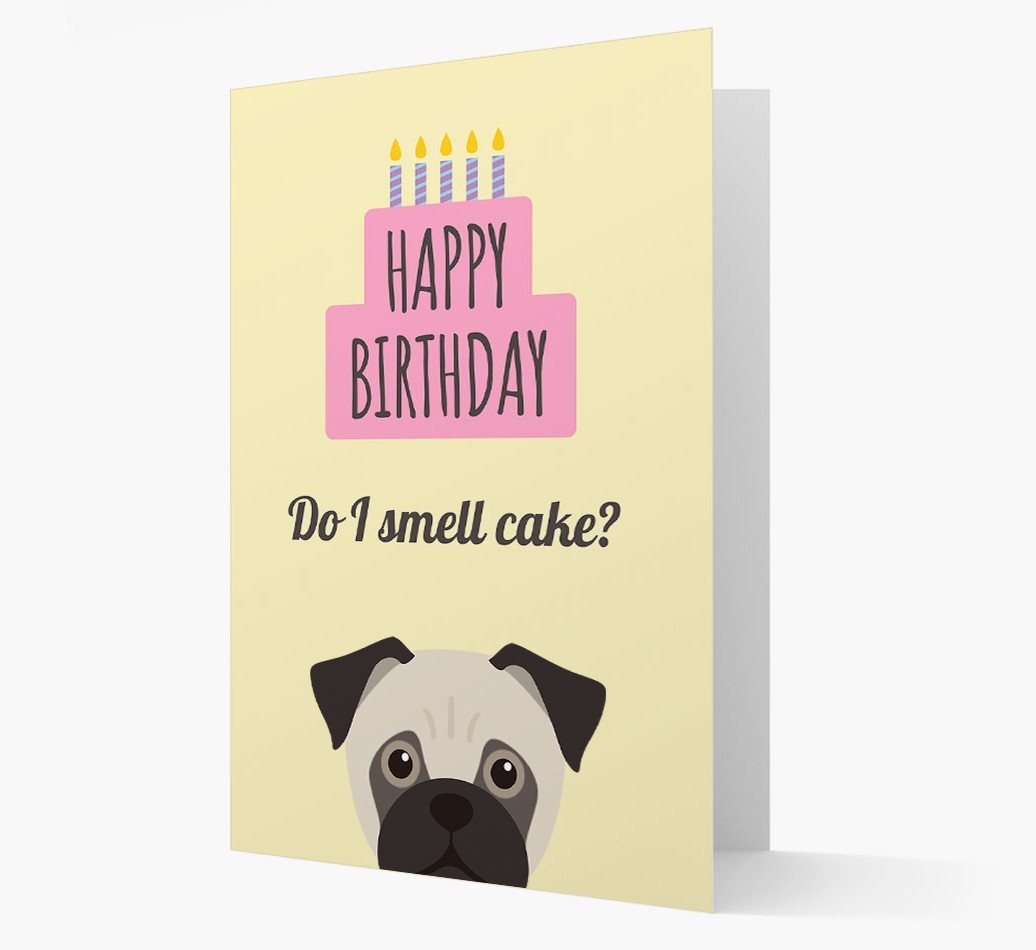 Card 'Do I smell cake?' with {breedCommonName} Icon