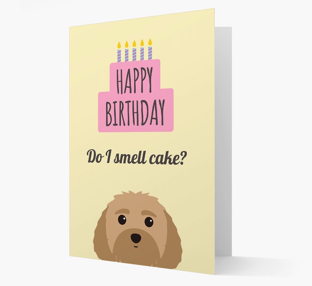 Card 'Do I smell cake?' with {breedCommonName} Icon