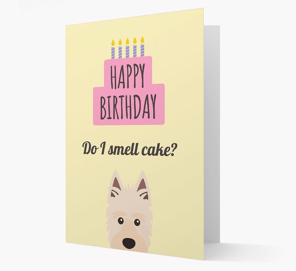 Card 'Do I smell cake?' with {breedCommonName} Icon