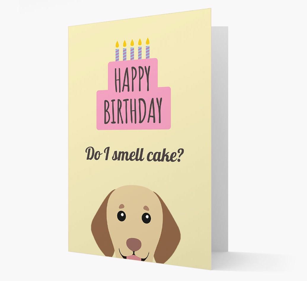 Card 'Do I smell cake?' with {breedCommonName} Icon