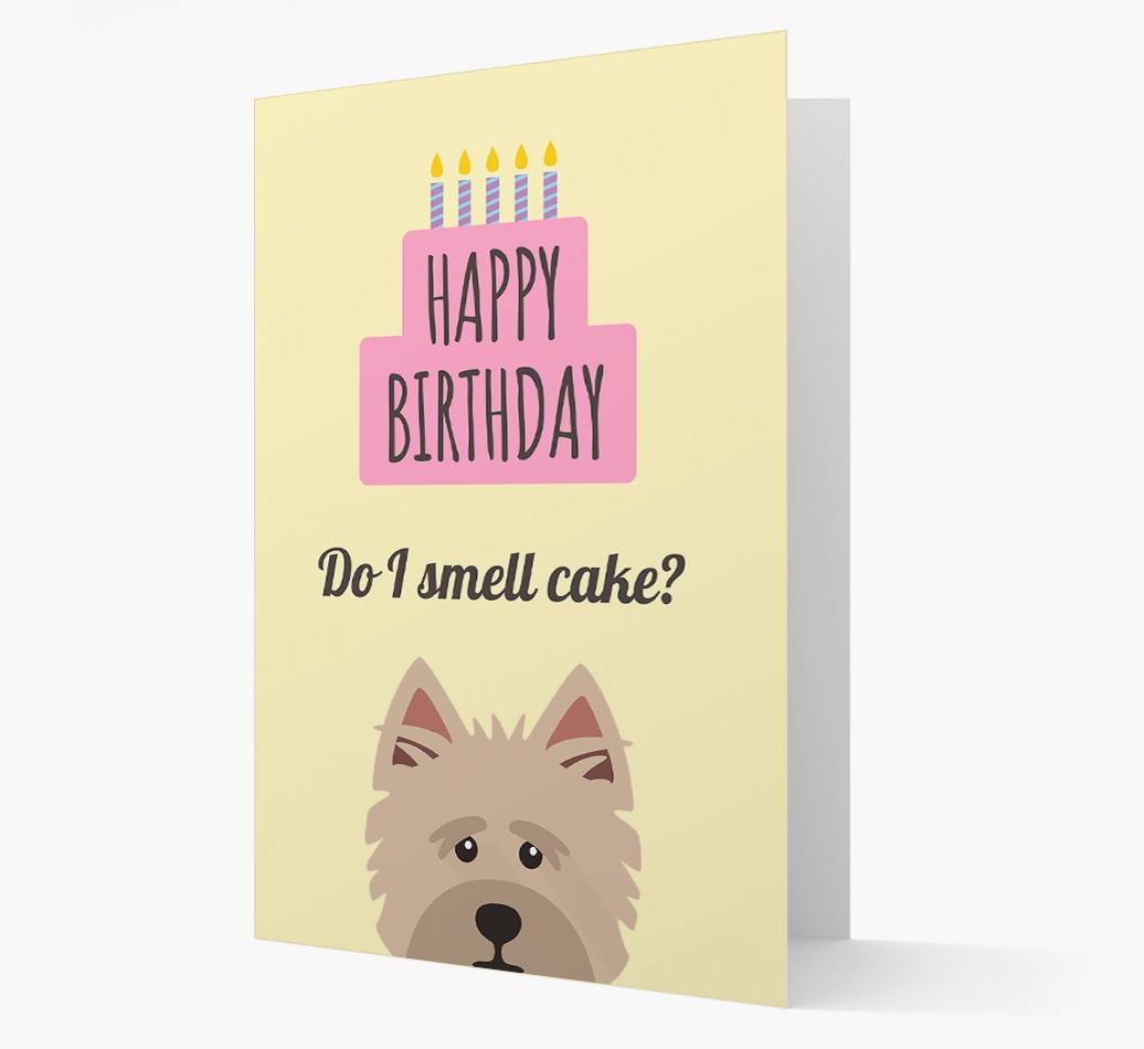 Card 'Do I smell cake?' with {breedCommonName} Icon