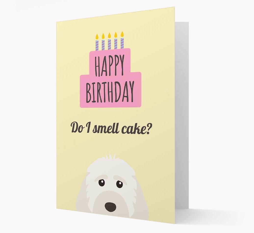 Card 'Do I smell cake?' with {breedCommonName} Icon